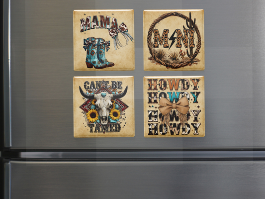 Western Rodeo / Mama Mini Cowgirl Magnet Set (Set of 4)