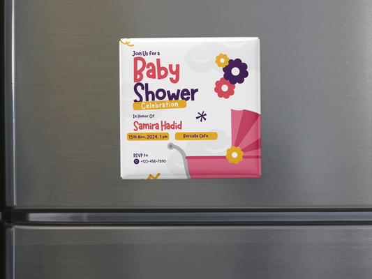 Custom Baby Girl Shower Magnet Invitation – Personalized Keepsake, Set of 10