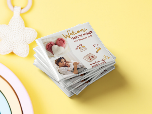 Custom Welcome Baby Photo Magnet, Baby Announcement, Personalized Party Keepsake, Set of 10