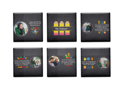 Custom Teacher Fridge Magnets with Custom Photos - Set of 6