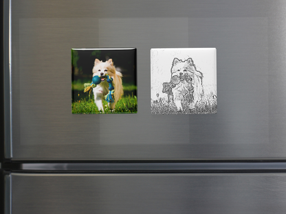 Custom Sketch Fridge Magnets – Digital Pencil Drawing from Photo ( Set of 6)