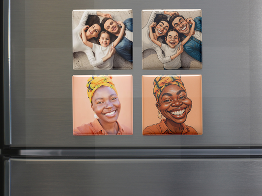 Custom Caricature Fridge Magnet – Personalized Cartoon Magnet from Your Photo, Set of 6
