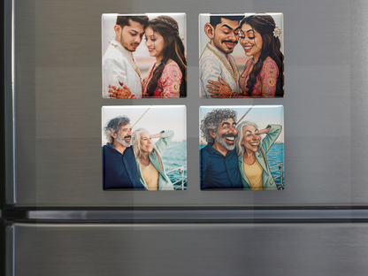 Custom Caricature Fridge Magnet – Personalized Cartoon Magnet from Your Photo, Set of 6
