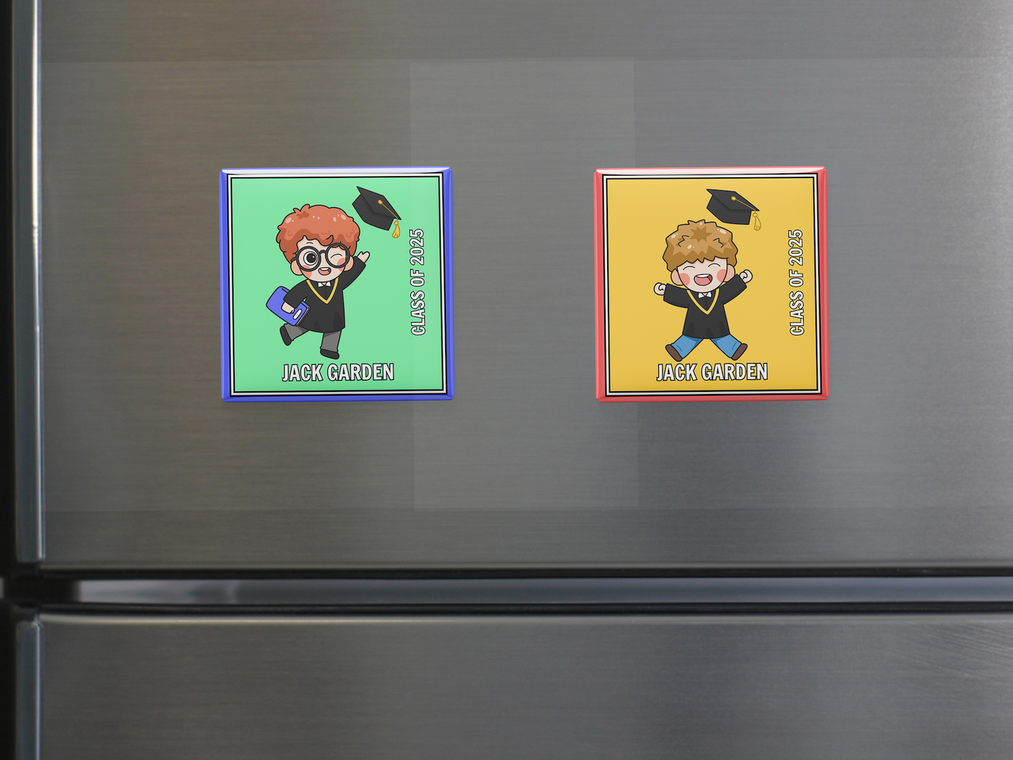 Personalized Kids Graduation Magnet - Boy Figure Design | Kindergarten, Preschool, Elementary Grad Gift, Set of 6