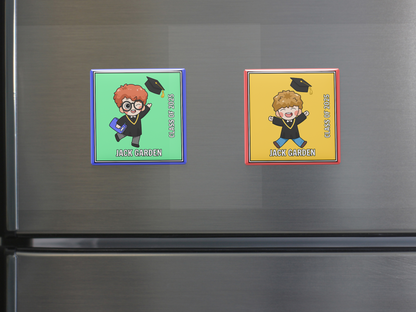Personalized Kids Graduation Magnet - Boy Figure Design | Kindergarten, Preschool, Elementary Grad Gift, Set of 6