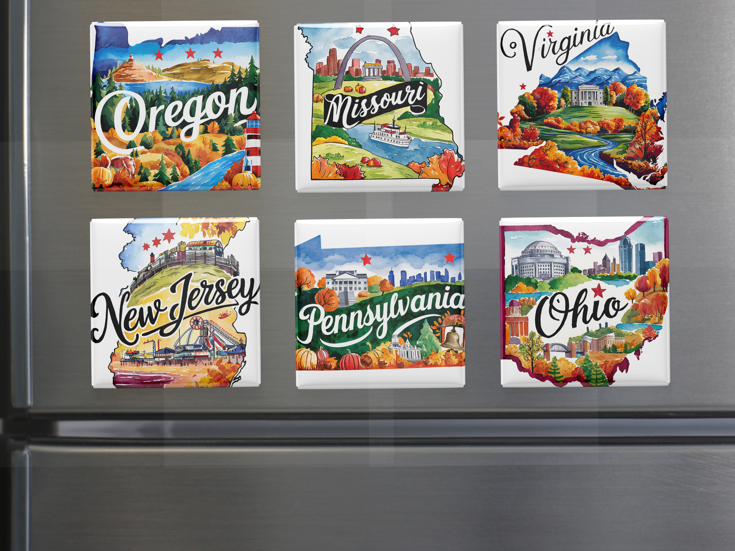 50 US States Magnet Set, Road Trip Travel Souvenir