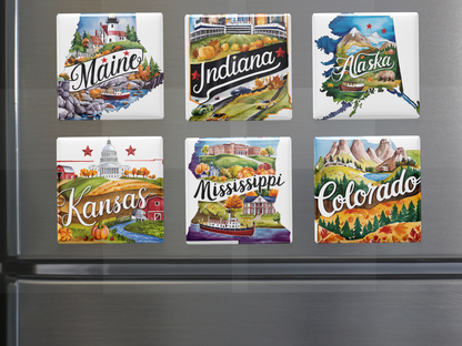 50 US States Magnet Set, Road Trip Travel Souvenir