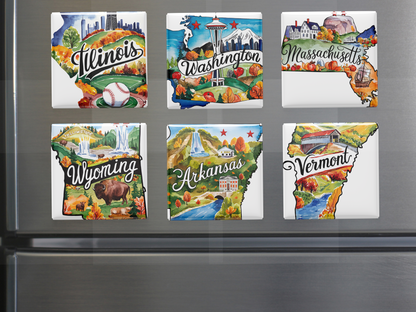 50 US States Magnet Set, Road Trip Travel Souvenir