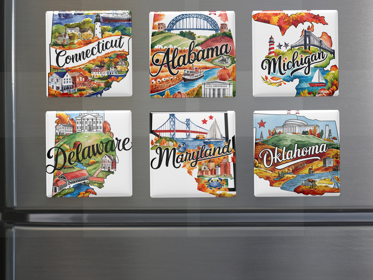 50 US States Magnet Set, Road Trip Travel Souvenir