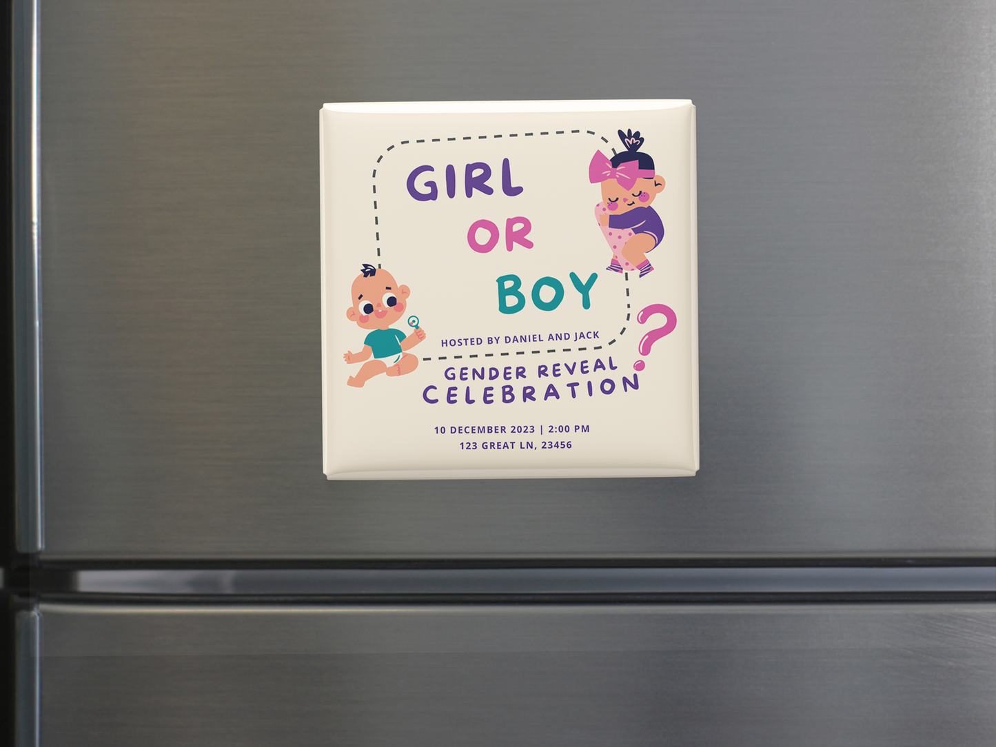 Custom Gender Reveal Magnet Invitation, Boy or Girl, Set of 10