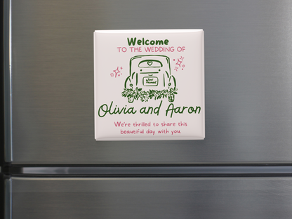 Just Married Car Welcome Favor Custom Magnets – Wedding or Engagement (Set of 10)