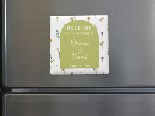 Custom Wedding Welcome Magnets – Names & Date (Set of 10)