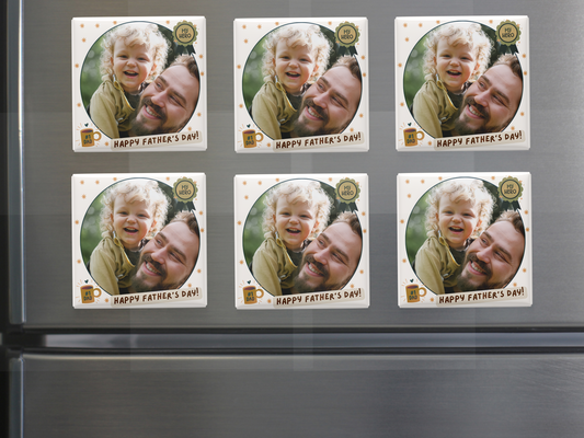 Father’s Day Photo Magnets – Custom with Your Photos  (#1 Dad, My Hero), Set of 6