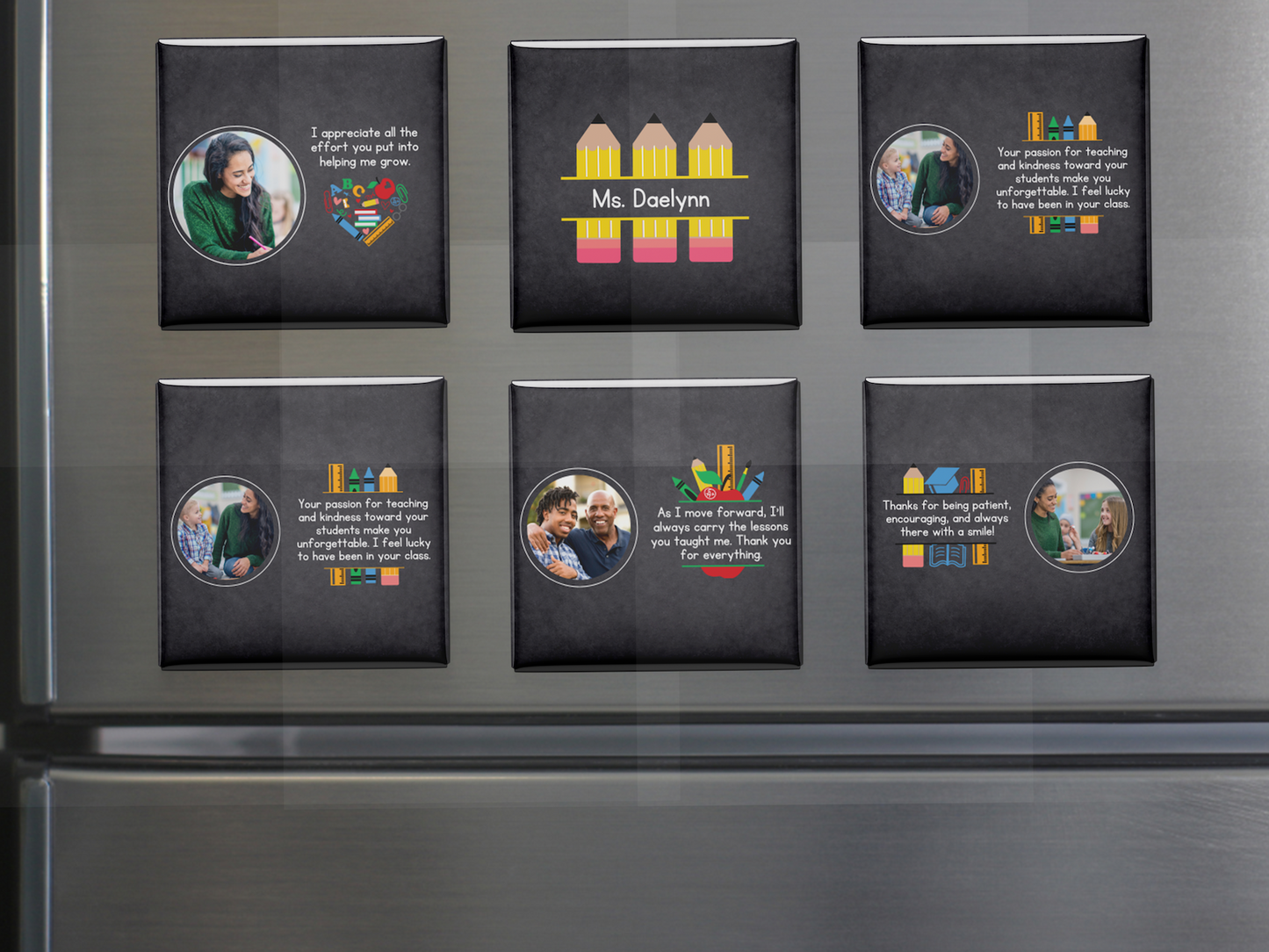 Custom Teacher Fridge Magnets with Custom Photos - Set of 6