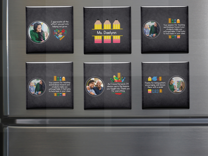 Custom Teacher Fridge Magnets with Custom Photos - Set of 6