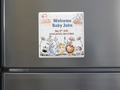 Custom Welcome Baby Name Magnet, Personalized Party Keepsake, Set of 10