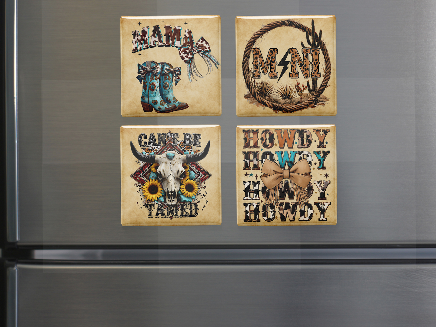 Western Rodeo / Mama Mini Cowgirl Magnet Set (Set of 4)