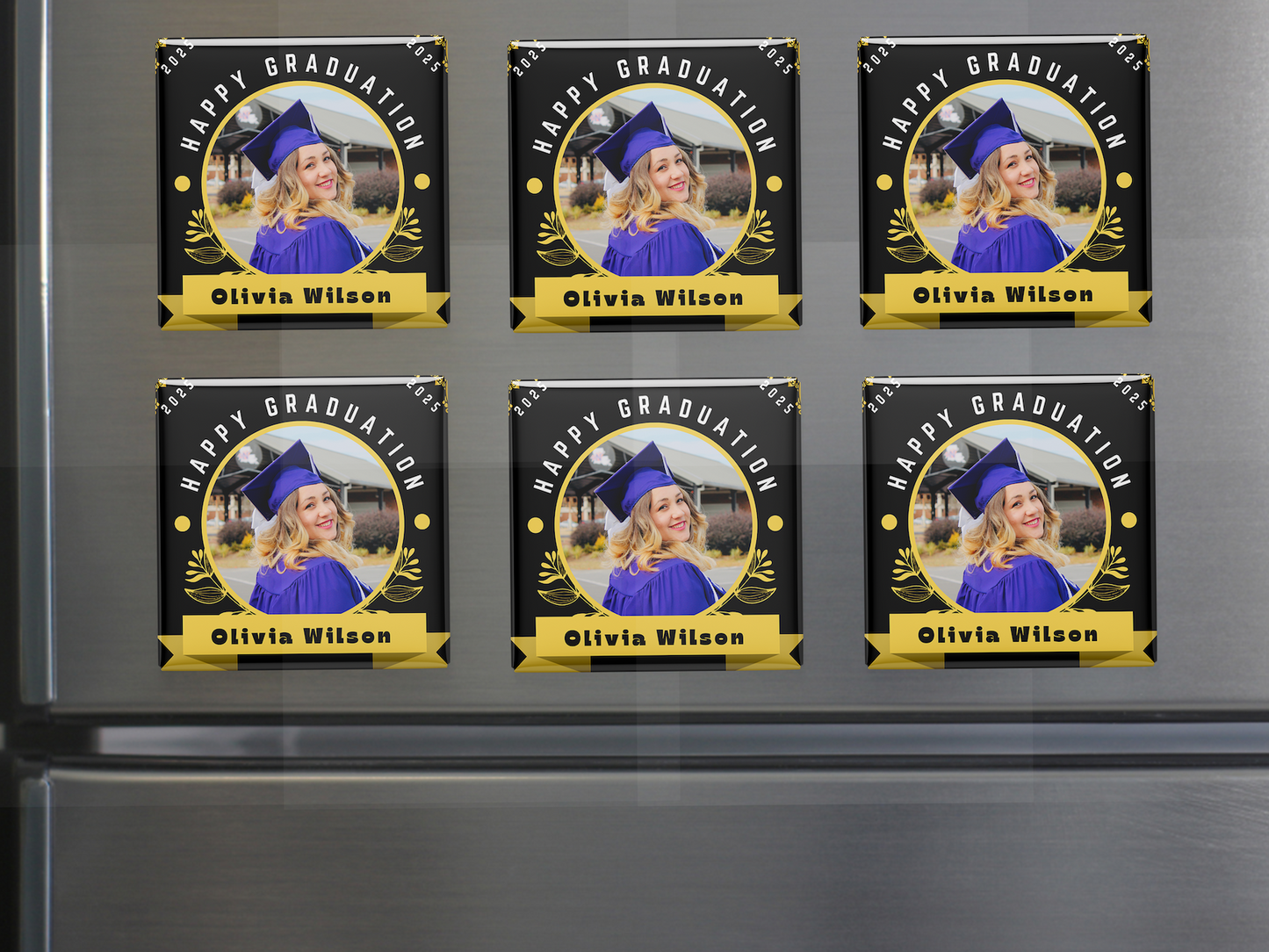 Custom Graduation Photo Magnets – Personalized with Name & Date, Set of 6