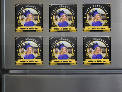 Custom Graduation Photo Magnets – Personalized with Name & Date, Set of 6