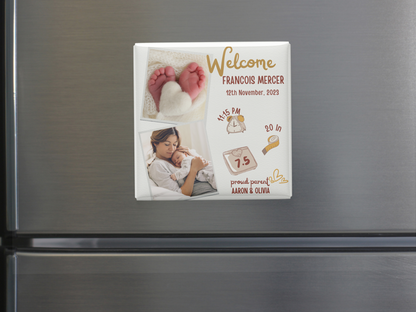 Custom Welcome Baby Photo Magnet, Baby Announcement, Personalized Party Keepsake, Set of 10