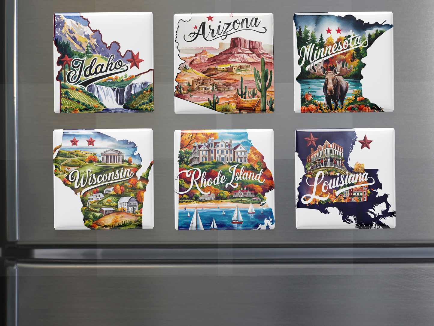 50 US States Magnet Set, Road Trip Travel Souvenir