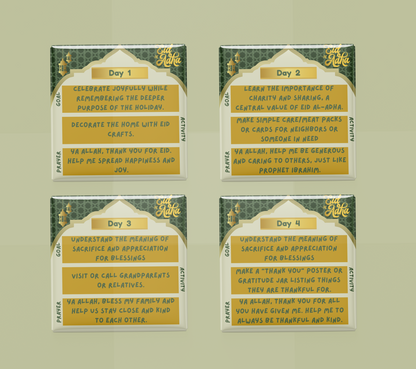 Eid Al-Adha Kids Activity Magnet Set – 4-Day Goals, Activities & Prayers