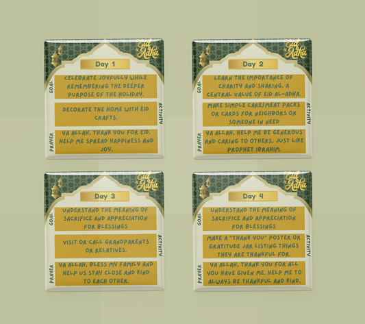 Eid Al-Adha Kids Activity Magnet Set – 4-Day Goals, Activities & Prayers