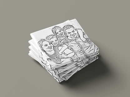 Custom Sketch Fridge Magnets – Digital Pencil Drawing from Photo ( Set of 6)