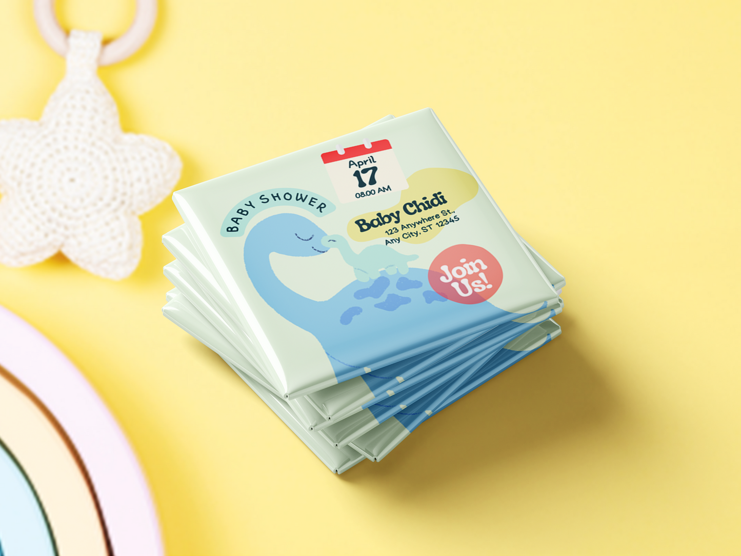 Custom Baby Boy Shower Magnet Invitation – Personalized Keepsake, Set of 10