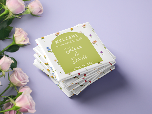Custom Wedding Welcome Magnets – Names & Date (Set of 10)