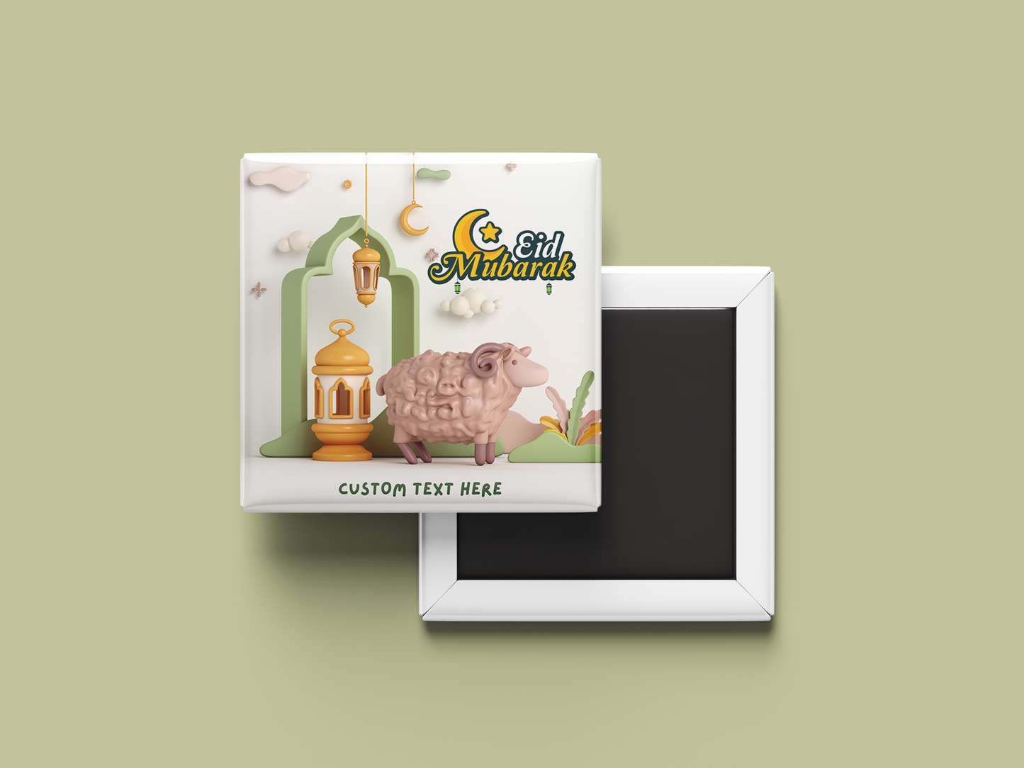 Custom Eid Mubarak Magnets – Set of 6 with Cute Sheep & Personalized Text