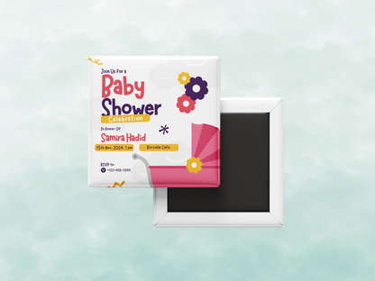 Custom Baby Girl Shower Magnet Invitation – Personalized Keepsake, Set of 10