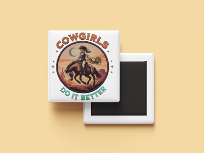 Western Rodeo Fridge Magnet Set – Howdy, Small Town Girl, Cowgirls Do It Better (Set of 4)