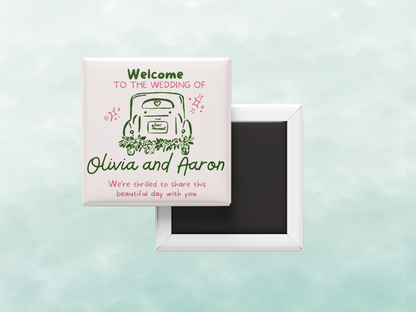 Just Married Car Welcome Favor Custom Magnets – Wedding or Engagement (Set of 10)