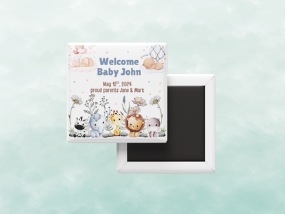 Custom Welcome Baby Name Magnet, Personalized Party Keepsake, Set of 10