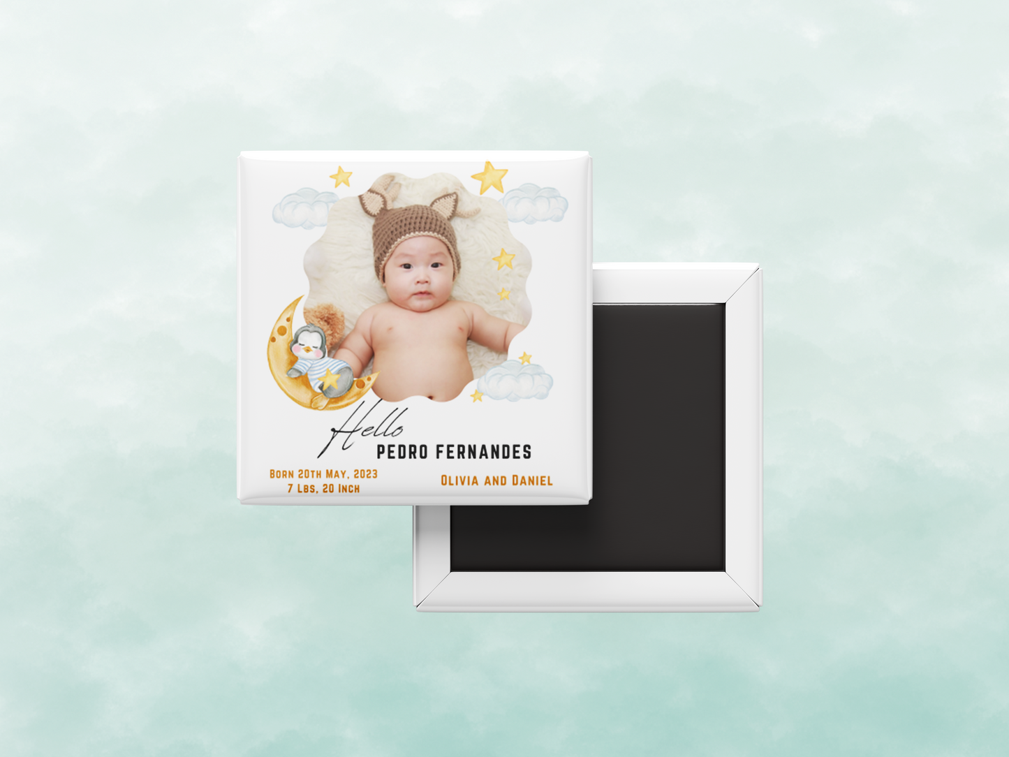Custom “Hello Baby” Photo Magnet, Set of 10