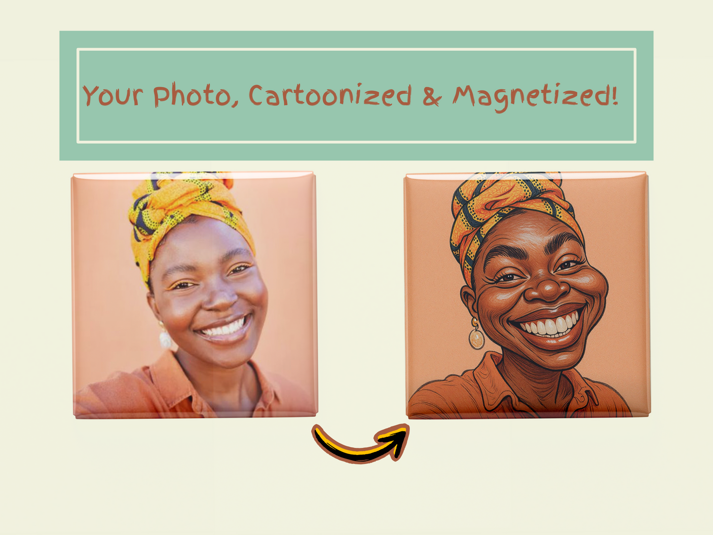 Custom Caricature Fridge Magnet – Personalized Cartoon Magnet from Your Photo, Set of 6