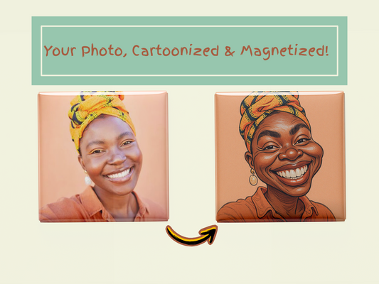 Custom Caricature Fridge Magnet – Personalized Cartoon Magnet from Your Photo, Set of 6