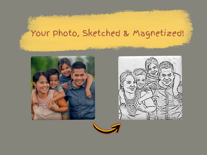 Custom Sketch Fridge Magnets – Digital Pencil Drawing from Photo ( Set of 6)